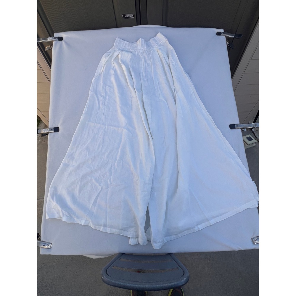 Cia.Maritima Beachwear Wide Leg Palazzo Pants White‎ High Waist Flowy Summer S